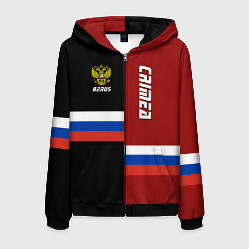 Мужская толстовка на молнии Crimea, Russia / 3D-Черный – фото 1