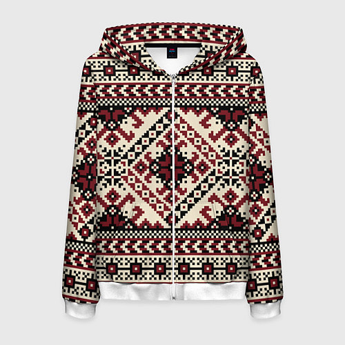 Мужская толстовка на молнии Славянский орнамент / 3D-Белый – фото 1