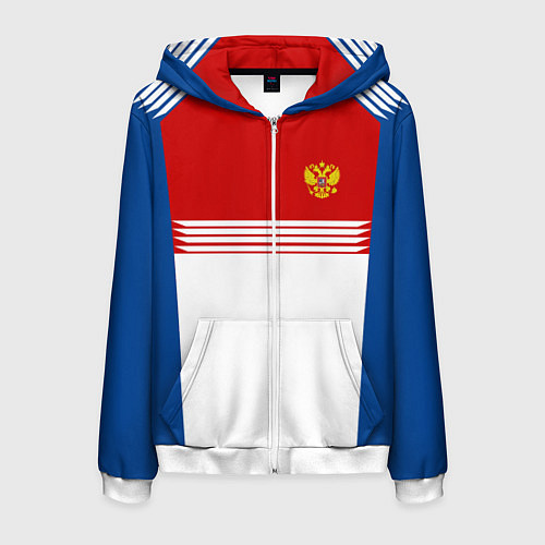 Мужская толстовка на молнии Russia: Retro Sport / 3D-Белый – фото 1
