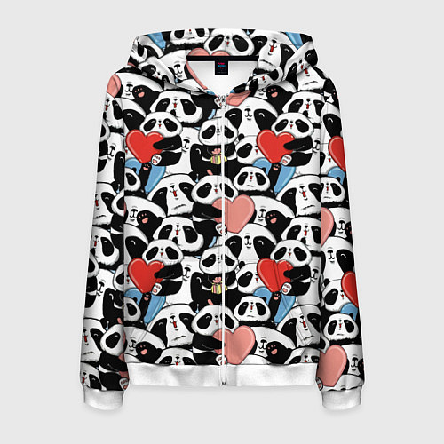 Мужская толстовка на молнии Funny Pandas / 3D-Белый – фото 1