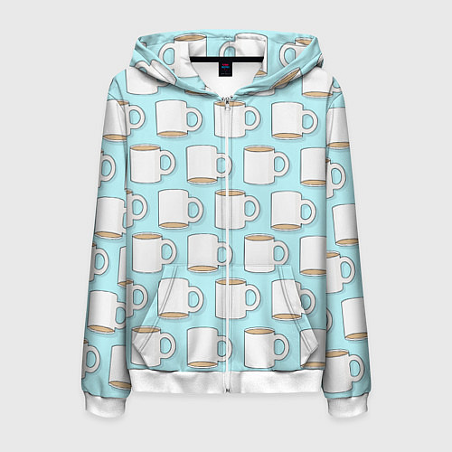 Мужская толстовка на молнии Любитель кофе / 3D-Белый – фото 1