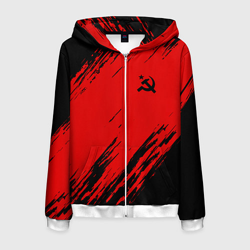 Мужская толстовка на молнии USSR: Red Patriot / 3D-Белый – фото 1