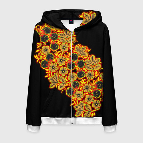 Мужская толстовка на молнии Славянская роспись / 3D-Белый – фото 1