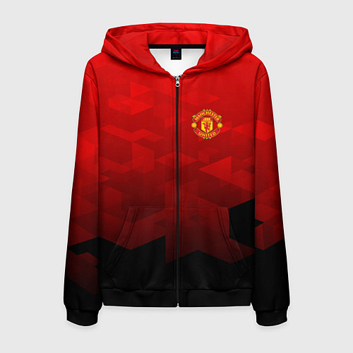 Мужская толстовка на молнии FC Man UTD: Red Poly / 3D-Черный – фото 1