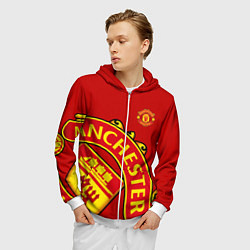 Толстовка 3D на молнии мужская FC Man United: Red Exclusive, цвет: 3D-белый — фото 2