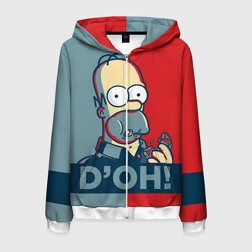 Мужская толстовка на молнии Homer Simpson DOH! / 3D-Белый – фото 1