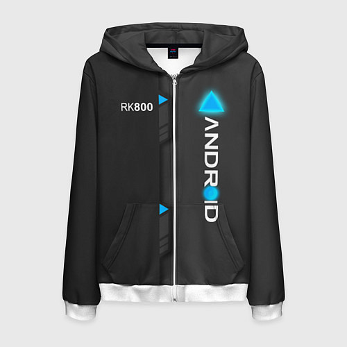 Мужская толстовка на молнии RK800 Android / 3D-Белый – фото 1