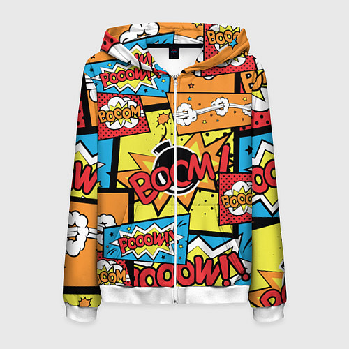 Мужская толстовка на молнии Boom Pop Art / 3D-Белый – фото 1
