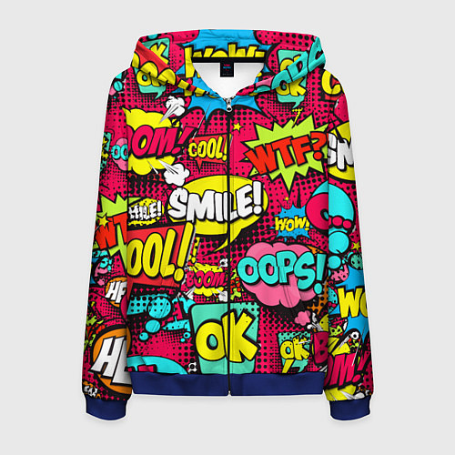 Мужская толстовка на молнии Слова из комиксов / 3D-Синий – фото 1
