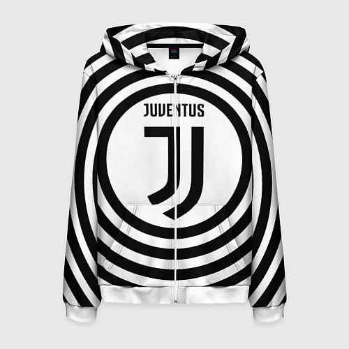 Мужская толстовка на молнии FC Juventus Round / 3D-Белый – фото 1