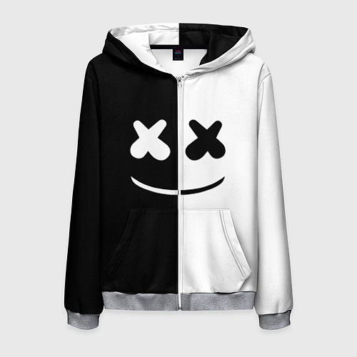 Мужская толстовка на молнии Marshmello: Black & White / 3D-Меланж – фото 1