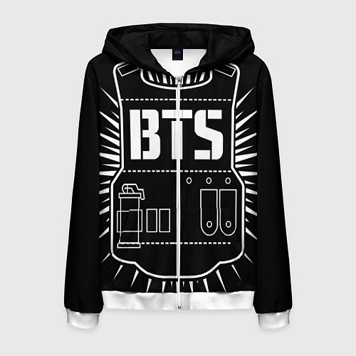 Мужская толстовка на молнии BTS ARMY / 3D-Белый – фото 1