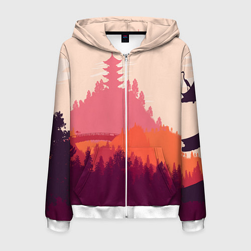 Мужская толстовка на молнии Firewatch City / 3D-Белый – фото 1