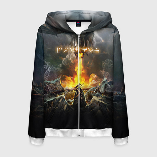 Мужская толстовка на молнии TES: Dragon Flame / 3D-Белый – фото 1