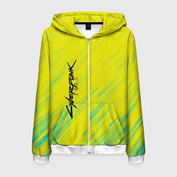 Толстовка 3D на молнии мужская Cyberpunk 2077: Yellow, цвет: 3D-белый