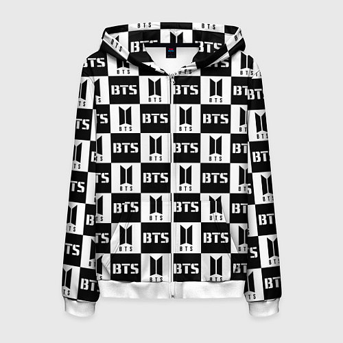 Мужская толстовка на молнии BTS B&W / 3D-Белый – фото 1