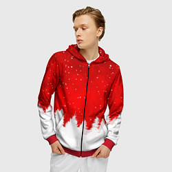 Толстовка 3D на молнии мужская Christmas pattern, цвет: 3D-красный — фото 2