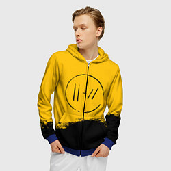 Толстовка 3D на молнии мужская 21 Pilots: Yellow Logo, цвет: 3D-синий — фото 2