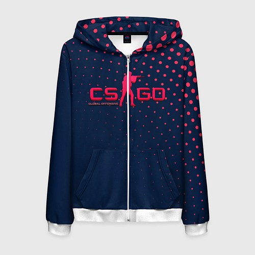 Мужская толстовка на молнии CS:GO Pink Dotted / 3D-Белый – фото 1