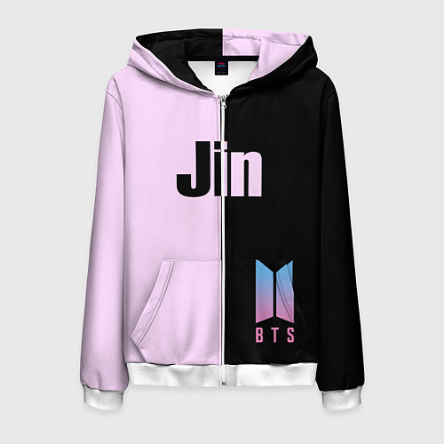 Мужская толстовка на молнии BTS Jin / 3D-Белый – фото 1