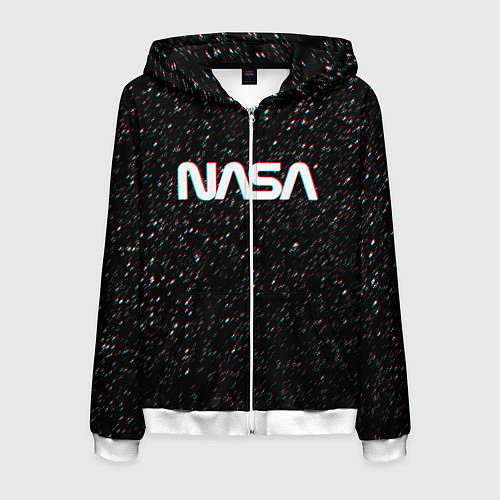 Мужская толстовка на молнии NASA: Space Glitch / 3D-Белый – фото 1