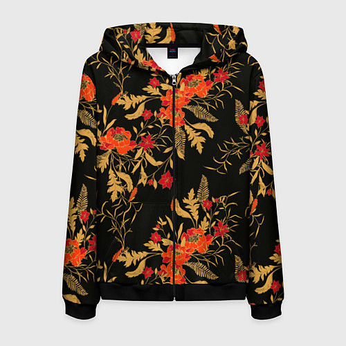 Мужская толстовка на молнии Полевые цветы / 3D-Черный – фото 1