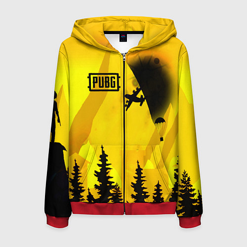 Мужская толстовка на молнии PUBG: AirDrop / 3D-Красный – фото 1