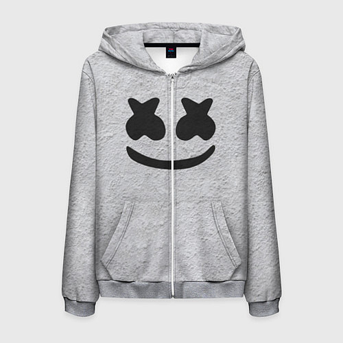 Мужская толстовка на молнии Marshmello: Grey Face / 3D-Меланж – фото 1