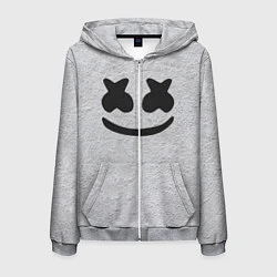 Мужская толстовка на молнии Marshmello: Grey Face