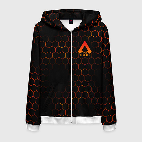 Мужская толстовка на молнии Apex Legends: Orange Carbon / 3D-Белый – фото 1