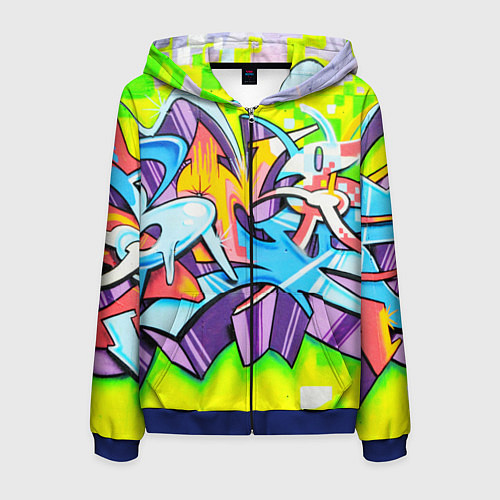 Мужская толстовка на молнии Неоновая кислота / 3D-Синий – фото 1