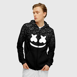 Толстовка 3D на молнии мужская Marshmello Black, цвет: 3D-черный — фото 2