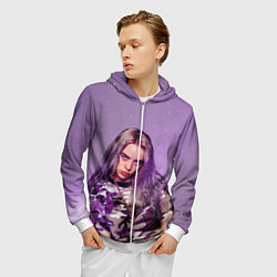 Толстовка 3D на молнии мужская Billie Eilish: Violet Fashion, цвет: 3D-белый — фото 2