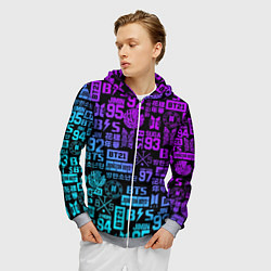 Толстовка 3D на молнии мужская BTS Logos, цвет: 3D-меланж — фото 2