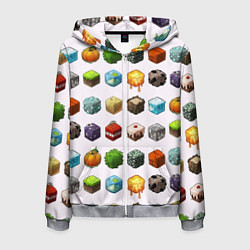 Толстовка 3D на молнии мужская Minecraft Cubes, цвет: 3D-меланж