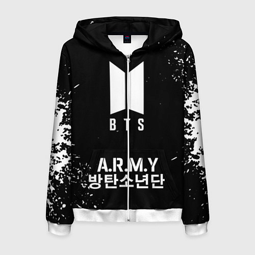 Мужская толстовка на молнии BTS ARMY / 3D-Белый – фото 1