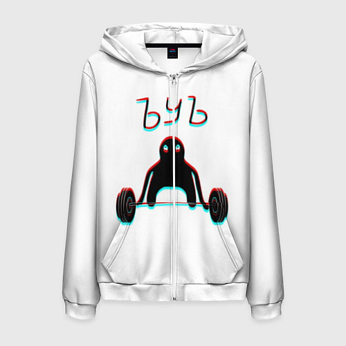 Мужская толстовка на молнии ЪУЪ СЪУКА КАЧОК / 3D-Белый – фото 1
