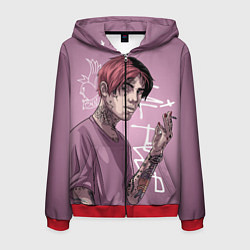 Толстовка 3D на молнии мужская Lil Peep, цвет: 3D-красный