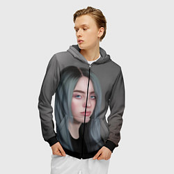 Толстовка 3D на молнии мужская Billie Eilish: Ocean Eyes, цвет: 3D-черный — фото 2