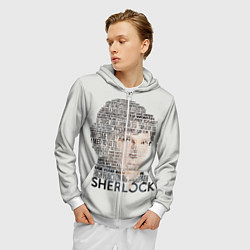 Толстовка 3D на молнии мужская Sherlock, цвет: 3D-белый — фото 2