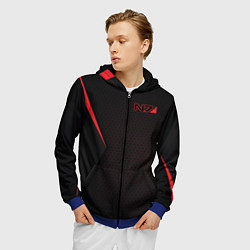 Толстовка 3D на молнии мужская Mass Effect N7, цвет: 3D-синий — фото 2