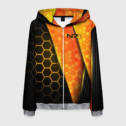 Толстовка 3D на молнии мужская Mass Effect N7, цвет: 3D-меланж