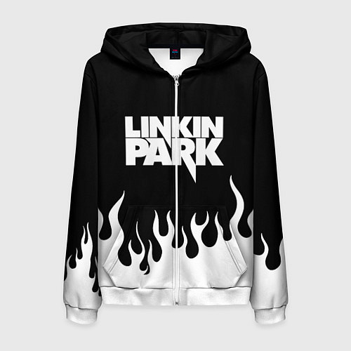 Мужская толстовка на молнии Linkin Park: Black Flame / 3D-Белый – фото 1
