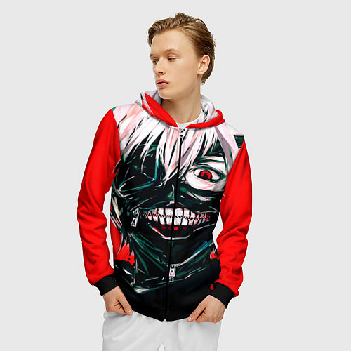 Мужская толстовка на молнии Токийский Гуль / 3D-Черный – фото 3