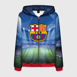 Толстовка 3D на молнии мужская FC Barcelona, цвет: 3D-красный