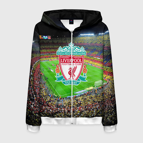 Мужская толстовка на молнии FC Liverpool / 3D-Белый – фото 1