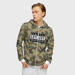Толстовка 3D на молнии мужская Parental Advisory, цвет: 3D-белый — фото 2