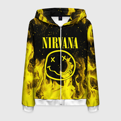 Мужская толстовка на молнии NIRVANA / 3D-Белый – фото 1