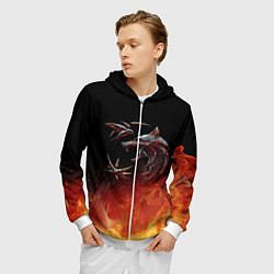 Толстовка 3D на молнии мужская Ведьмак сериал, цвет: 3D-белый — фото 2
