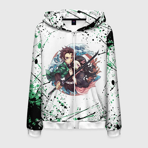 Мужская толстовка на молнии KIMETSU NO YAIBA / 3D-Белый – фото 1